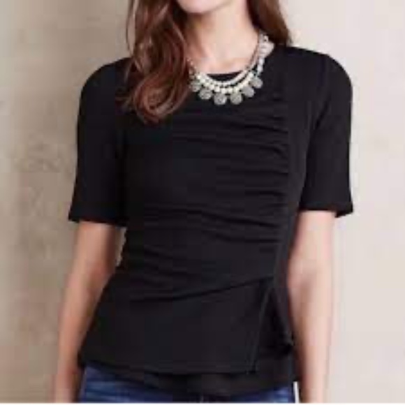 Black Ruched Stretch Top by Deletta for Anthropologie Size XL - Picture 6 of 7
